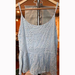 Velvet by Graham & Spencer Blue Eyelet Tank Top